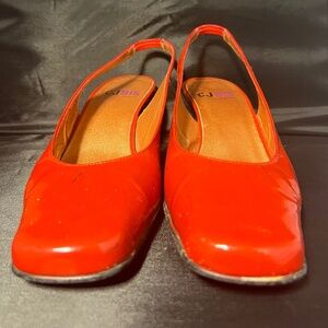 CJ BIS (Charles Jourdan) red slingback pumps